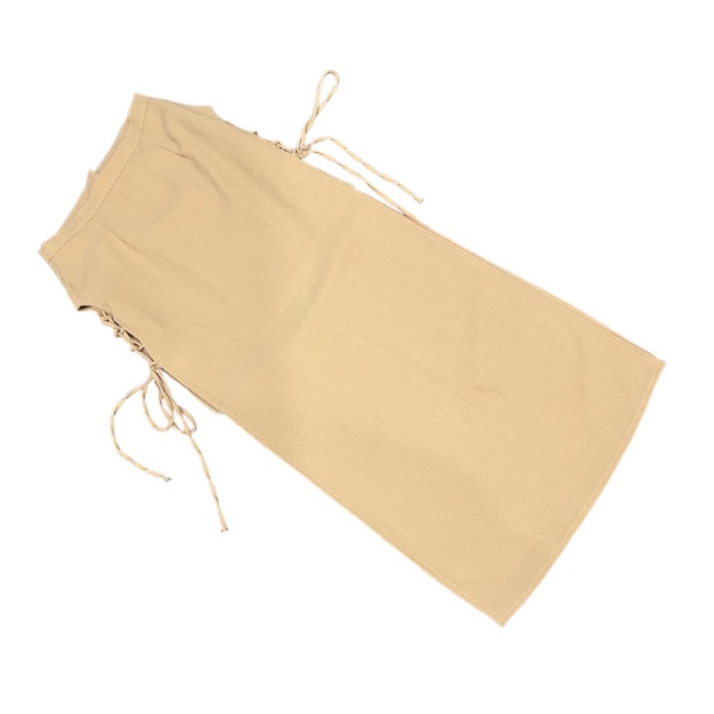 Beige maxi skirt with built in mini skirt tie up slits